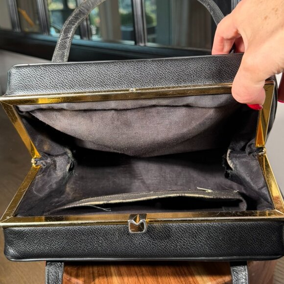 Vintage Black Structured Handbag – 1950s/1960s Style - Picture 12 of 15